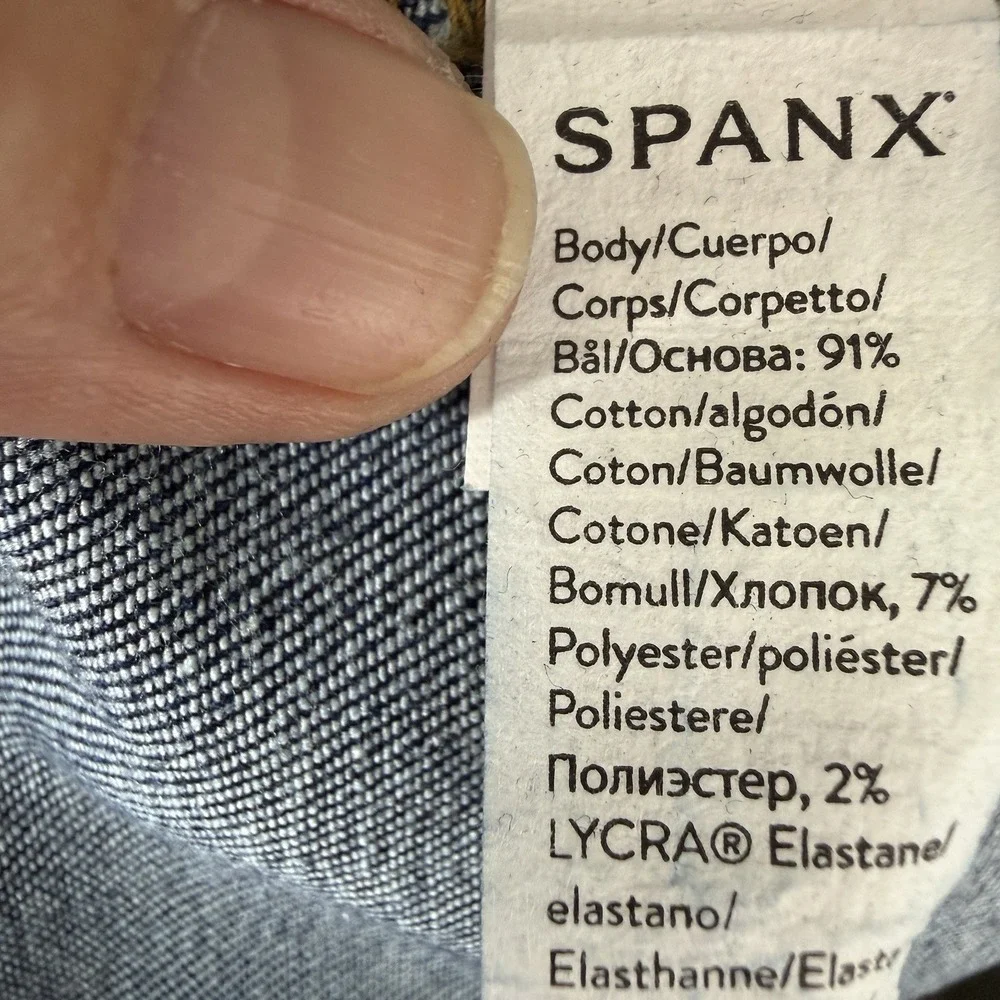 Spanx Midnight Blue Flared High Rise Pull-On Sliming Large Denim Stretch Jeans - Picture 8 of 12